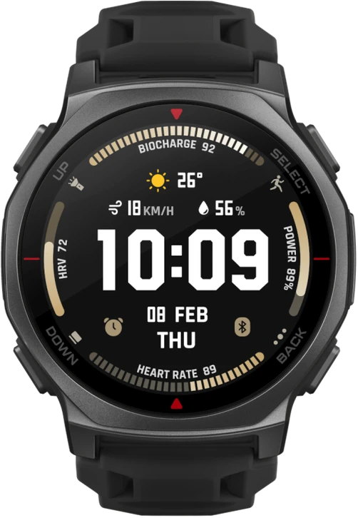 Išmanusis laikrodis „Amazfit T-Rex 3 Pro NFC“, 44 mm su silikoniniu dirželiu, taktinis juodas