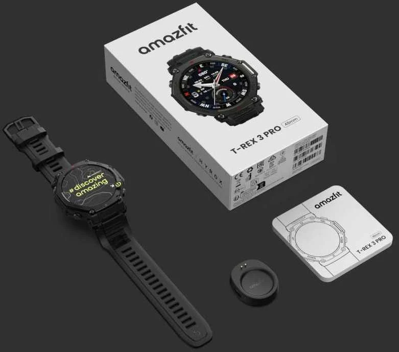 Išmanusis laikrodis „Amazfit T-Rex 3 Pro“, 3,81 cm (1,5 colio), AMOLED, lietimui jautrus ekranas, „Wi-Fi“, GPS (palydovinis), 52 g