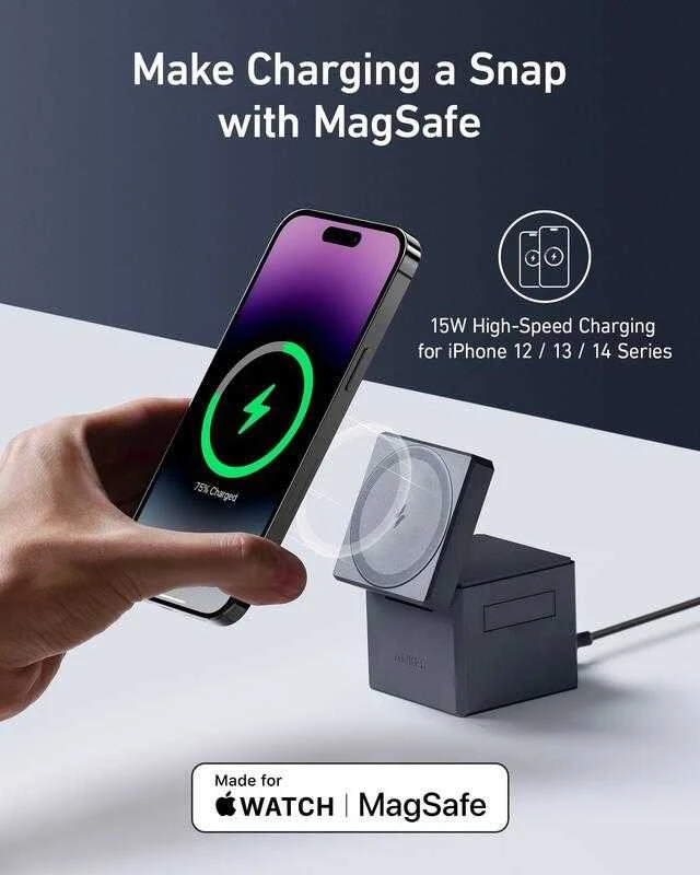 Anker Magnetic Wireless 3-in-1 kubas su MagSafe (15W) | Y1811G11