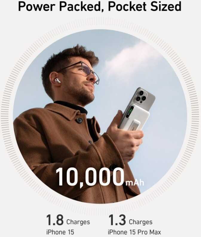 Išorinė Baterija - Anker MagGo 10000mAh 15W, Balta