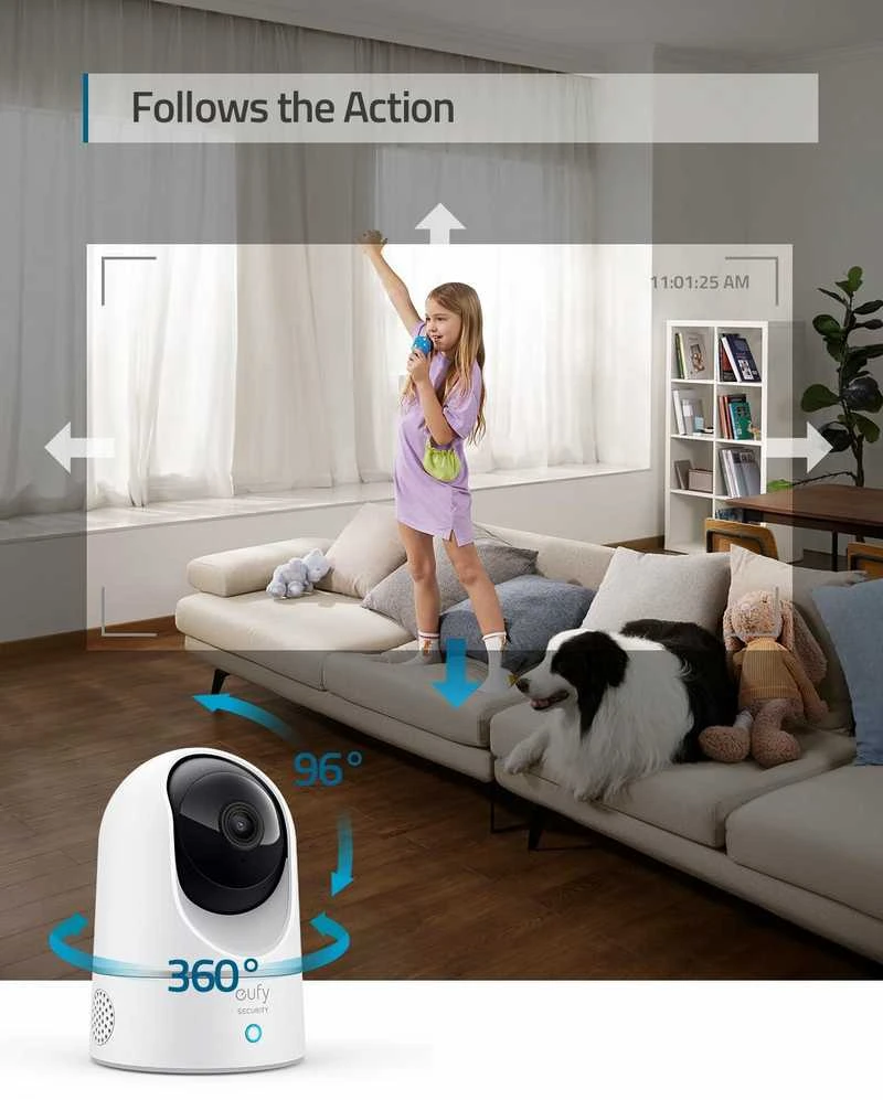 Anker Eufy Indoor Cam 2K Pan &amp; Tilt Baltas IP kamera