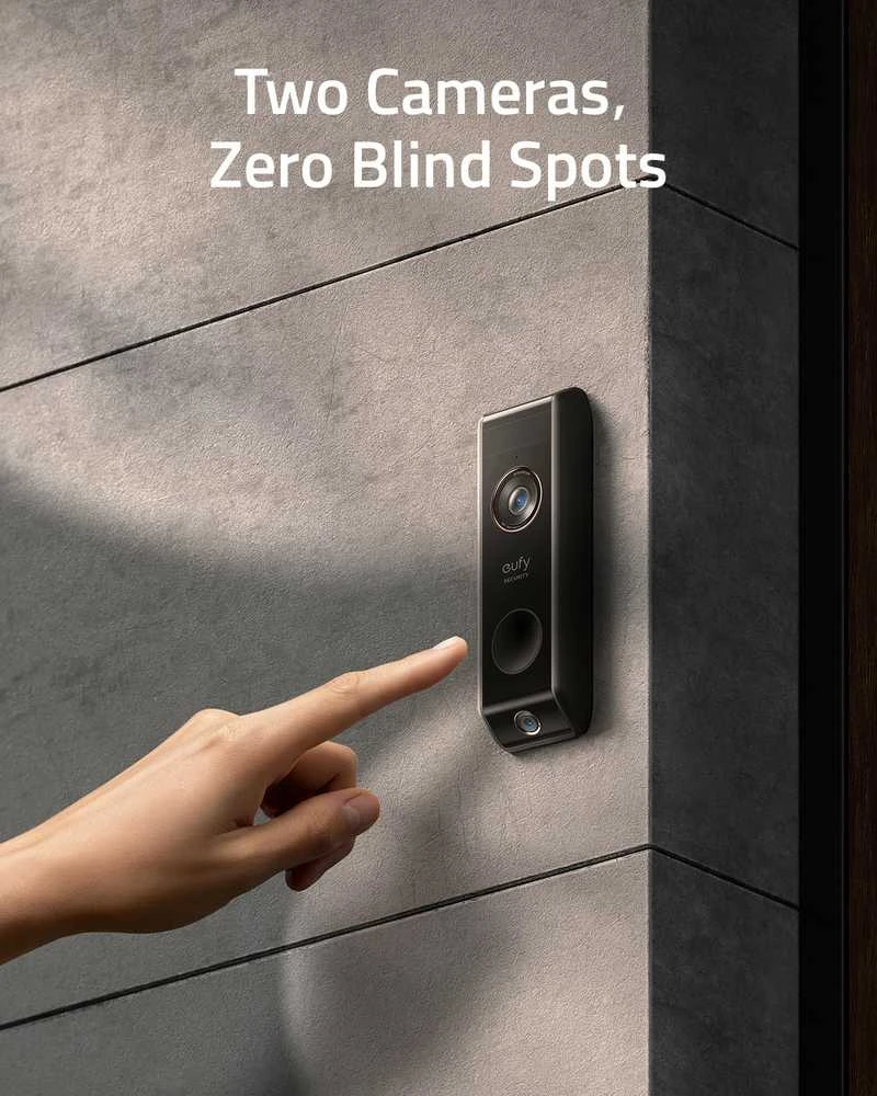 Anker Eufy Video Doorbell 2K su HomeBase, maitinama baterija