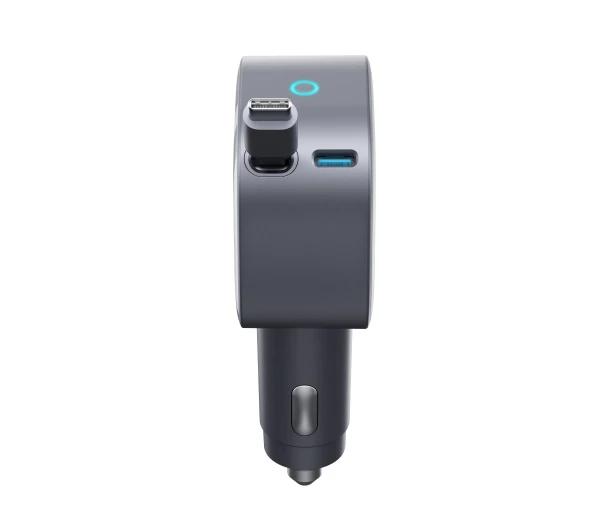 „Anker Nano“ automobilinis įkroviklis (75 W, USB-C prievadas, įmontuotas ištraukiamas USB-C laidas)
