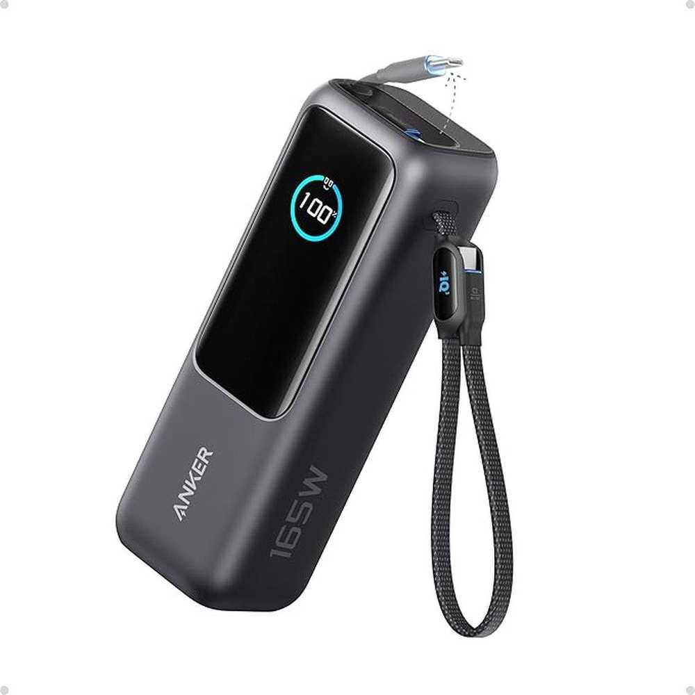 „Anker Zolo“ nešiojama įkroviklis | A1695H11 | 25000 mAh | Integruotas USB-C ir ištraukiamas laidas | Pilkas