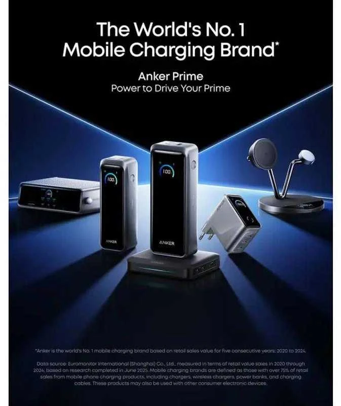 Anker Prime Charger, 3 Ports, 160W, Sidabrinis