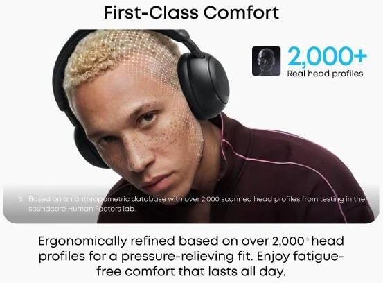 Anker Soundcore Space 2 ergonomiškas prigludimas