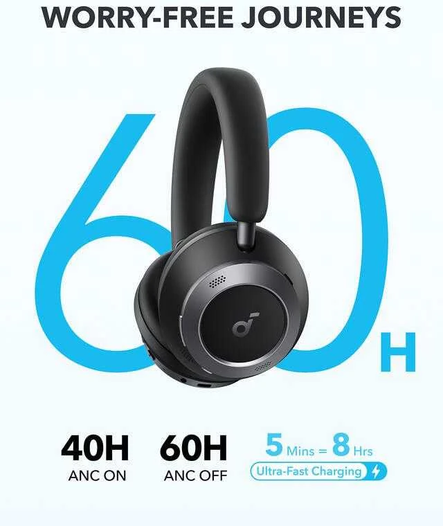 Ausinės Anker Soundcore Space One Pro, Juodos spalvos