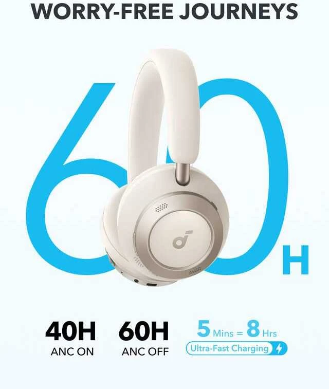 Ausinės Anker Soundcore Space One Pro, Baltos spalvos
