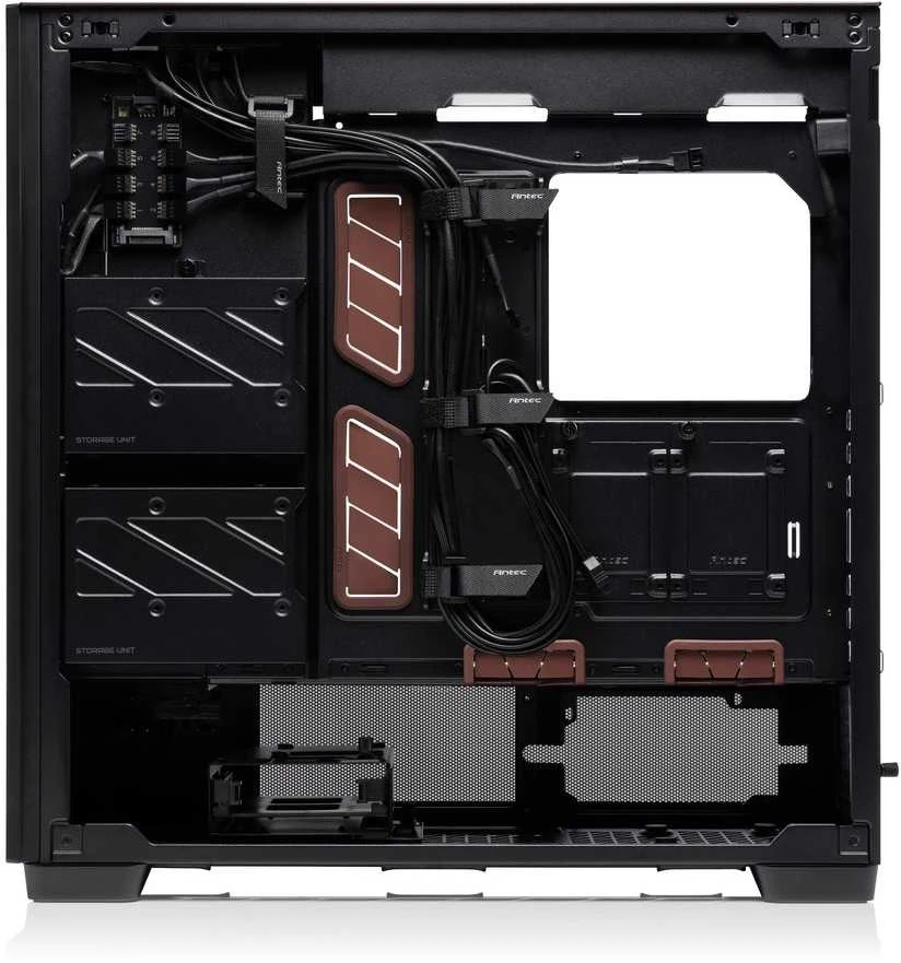 „Antec Flux Pro Noctua Edition“, bokšto tipo korpusas – stiklas/medis, įskaitant NA-FH1 ventiliatoriaus šakotuvą