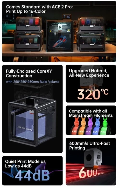 ANYCUBIC Kobra S1 ACE 2 Pro Combo 3D spausdintuvas