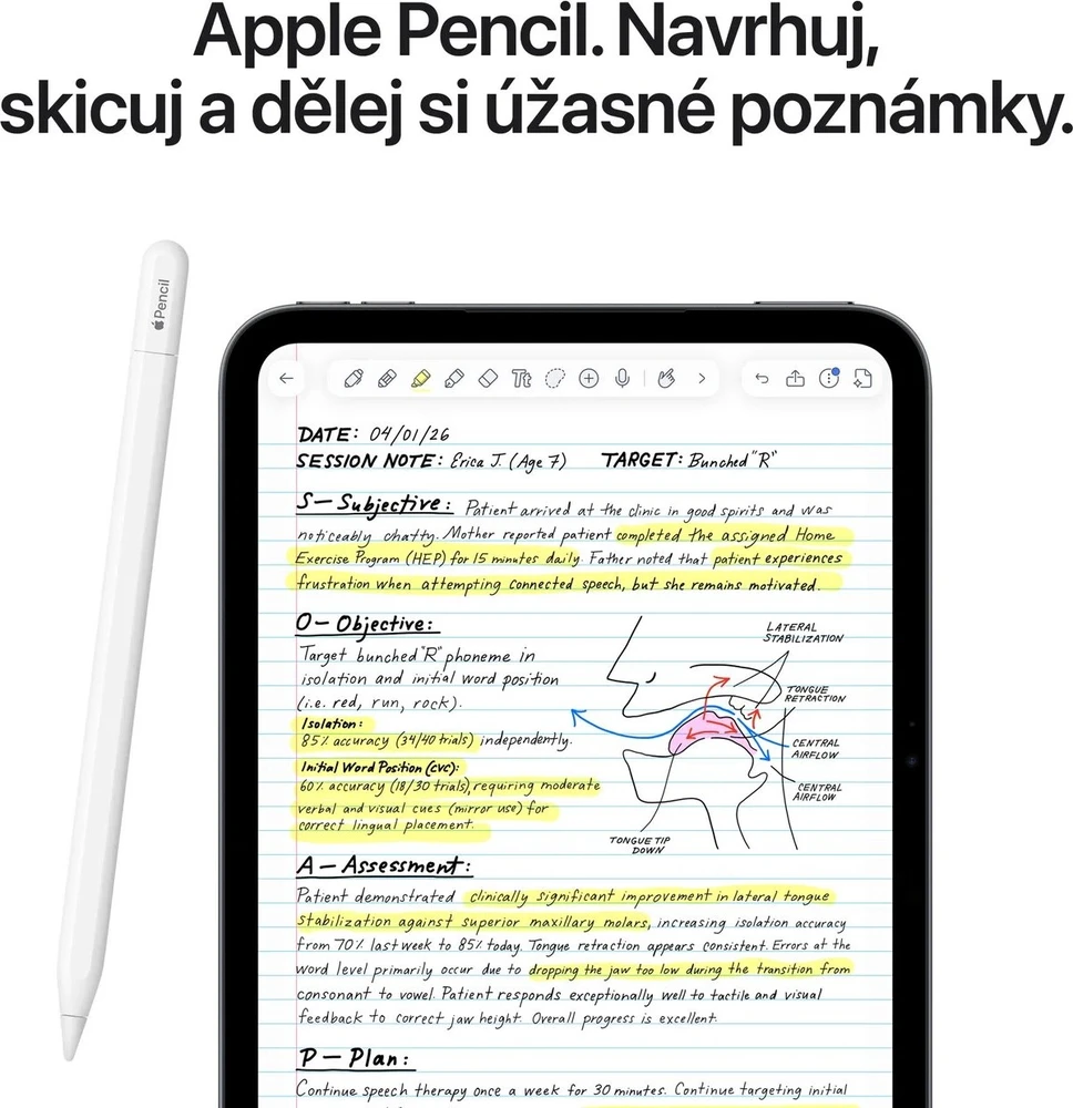 Planšetė Apple iPad mini (A20 Pro) Wi‑Fi 256GB su standartiniu stiklu – vidurnakčio spalva – MJ6Q4HC/A