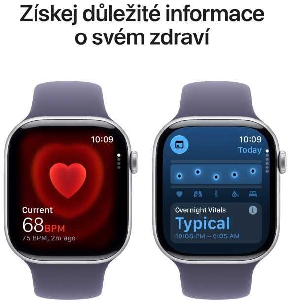 Išmanusis laikrodis „Apple Watch Series 11 GPS“ 46 mm sidabrinio aliuminio korpusas su violetiniu rūko spalvos sportiniu dirželiu – M/L