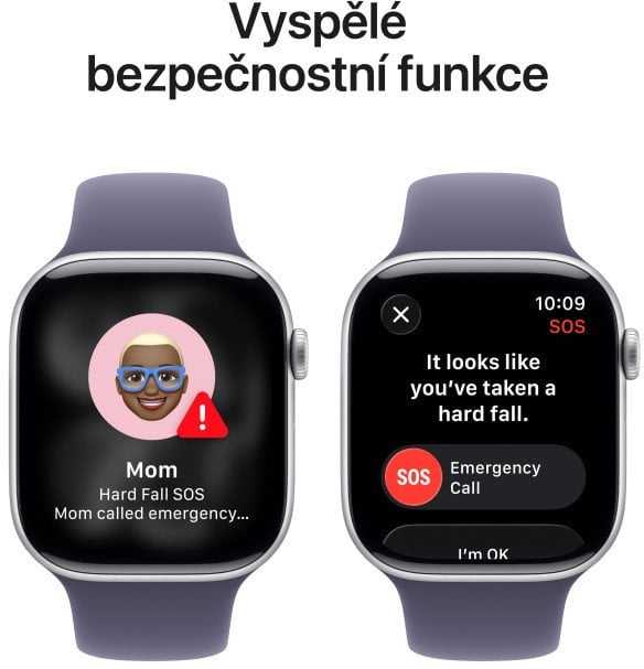 Išmanusis laikrodis „Apple Watch Series 11 GPS“ 46 mm sidabrinio aliuminio korpusas su violetiniu rūko spalvos sportiniu dirželiu – M/L