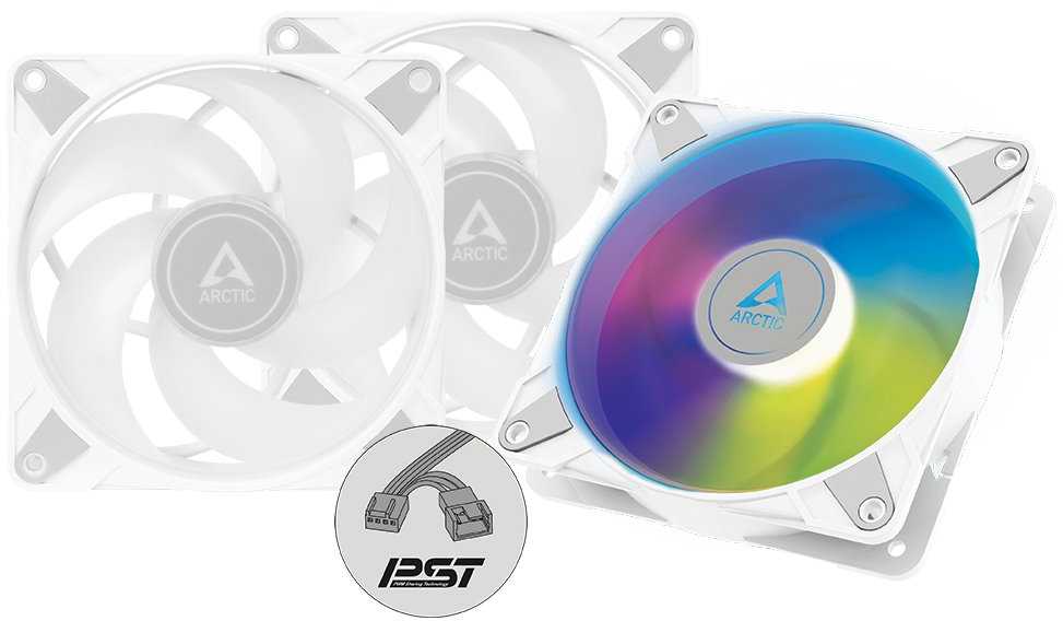 Svarstyklės Arctic P12 PWM PST A-RGB ventiliatorius, baltas - 120 mm, 3 vnt. pakuotėje