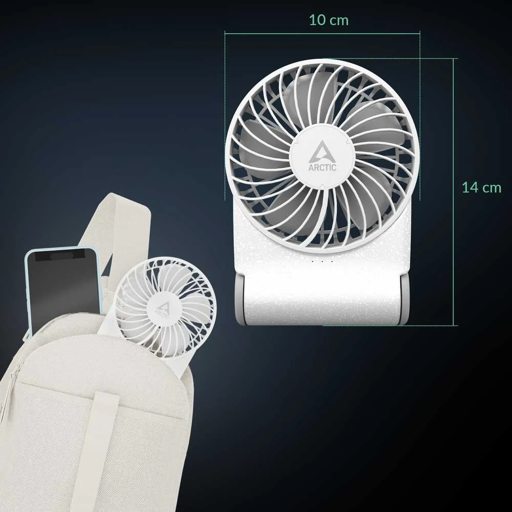 Arctic Cooling ARCTIC Summair 2Go - Galingas nešiojamas ventiliatorius su ypač ilga baterijos veikimo trukme, Balta, 9,1 cm, 1 ventiliatorius(-iai), 77 val., Nešiojamas ventiliatorius, 1 vnt.