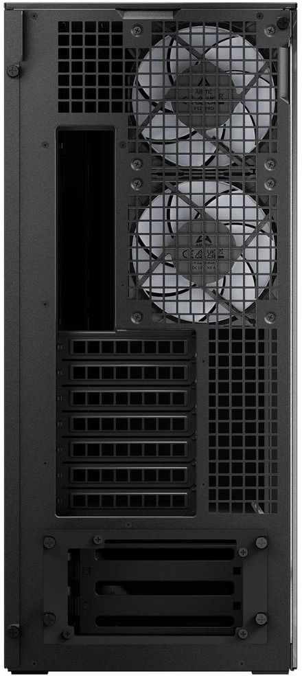 Arctic Xtender (Juodas) mirrow juodas window with GPU vertical mount
