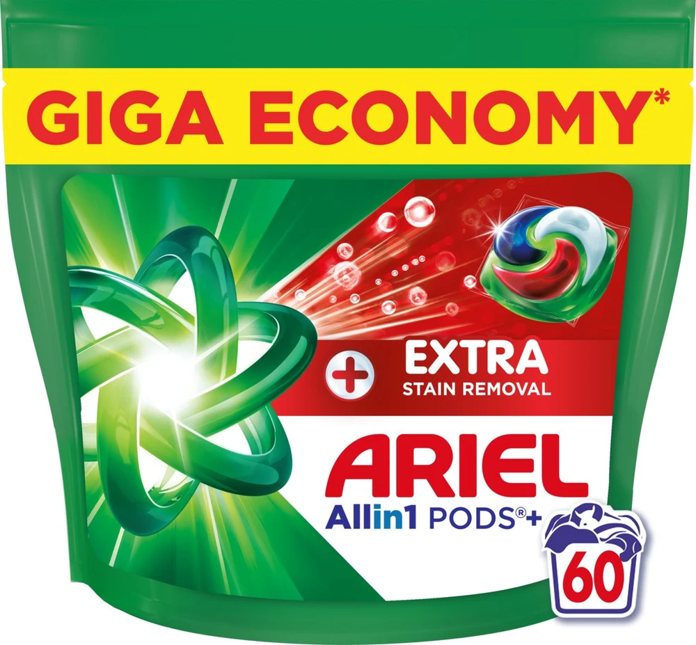 Skalbimo kapsulės Ariel All-in-1 PODs +Extra Clean Power (60 skalbimų)