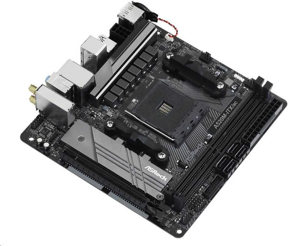 Pagrindinė plokštė ASROCK A520M-ITX/AC AM4 2xDDR4 1 x PCIe 3.0 x16 DisplayPort HDMI mITX MB