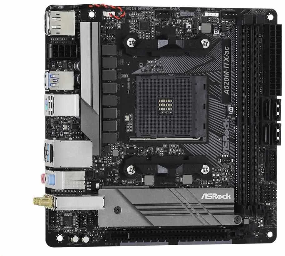 Pagrindinė plokštė ASROCK A520M-ITX/AC AM4 2xDDR4 1 x PCIe 3.0 x16 DisplayPort HDMI mITX MB