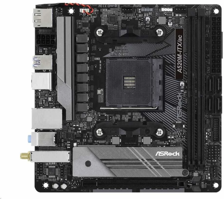 Pagrindinė plokštė ASROCK A520M-ITX/AC AM4 2xDDR4 1 x PCIe 3.0 x16 DisplayPort HDMI mITX MB