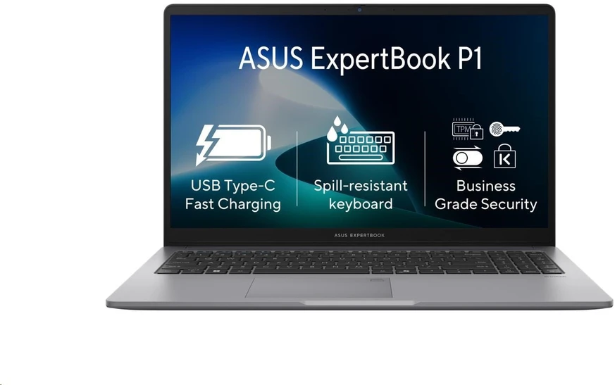 Nešiojamas kompiuteris ASUS NTB ExpertBook P1 (P1503CVA-S72963X), Core 5 210H, 15.6", 1920 x 1080, 16 GB, 512 GB SSD, Intel, W11 Pro, Pilka