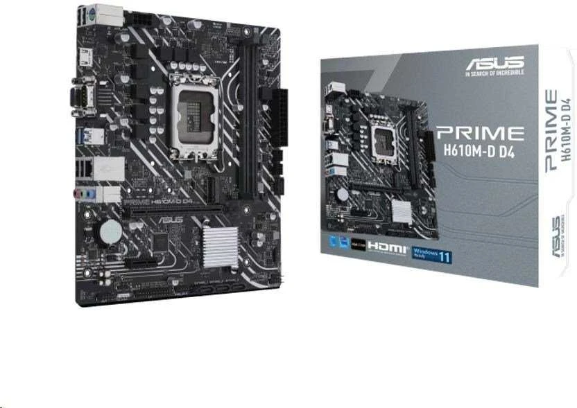 Pagrindinė plokštė Asus | PRIME H610M-D D4 | Procesorių šeima Intel | Procesoriaus lizdas LGA1700 | DDR4 DIMM | Atminties lizdai 2 | Palaikomos standžiojo disko sąsajos SATA, M.2 | SATA jungčių skaičius 4 | Mikroschemų rinkinys Intel H610 | mATX