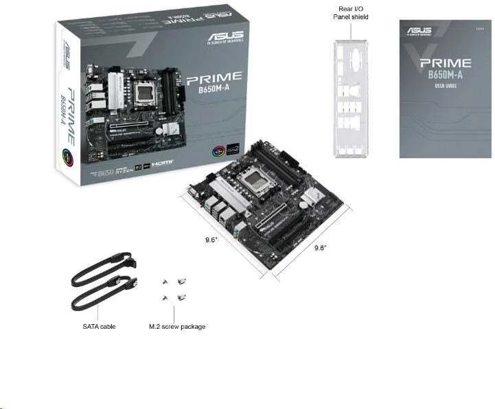 Pagrindinė plokštė ASUS AMD B650 / SAM5 / MicroATX / Memory DDR5 / Atminties lizdai 4 / 2xPCI-Express 4.0 1x / 1xPCI-Express 4.0 16x / 2xM.2 / 1x15pin D-sub / 1xHDMI / 1xDisplayPort / 2xAudio-In / 1xAudio-Out / 4xUSB 2.0 / 4xUSB 3.2 / 1xPS/2 / 1xRJ45