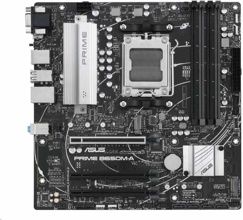 Pagrindinė plokštė ASUS AMD B650 / SAM5 / MicroATX / Memory DDR5 / Atminties lizdai 4 / 2xPCI-Express 4.0 1x / 1xPCI-Express 4.0 16x / 2xM.2 / 1x15pin D-sub / 1xHDMI / 1xDisplayPort / 2xAudio-In / 1xAudio-Out / 4xUSB 2.0 / 4xUSB 3.2 / 1xPS/2 / 1xRJ45