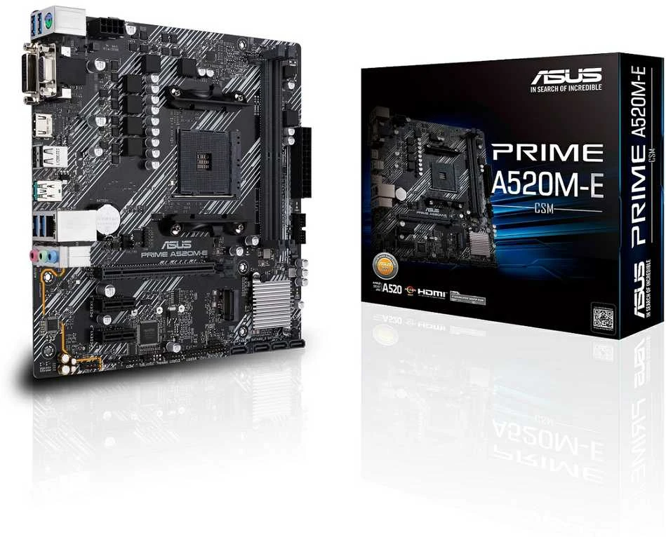 Pagrindinė plokštė ASUS MB Sc AM4 PRIME A520M-E/CSM, AMD A520, 2xDDR4, 1xHDMI, 1xDVI, 1xVGA, mATX