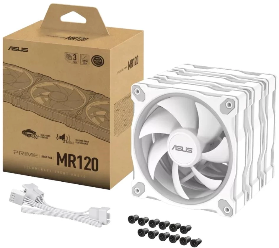 ASUS Prime MR120 Fan ARGB Baltas 3in1 Kompiuterio dėklas 12 cm