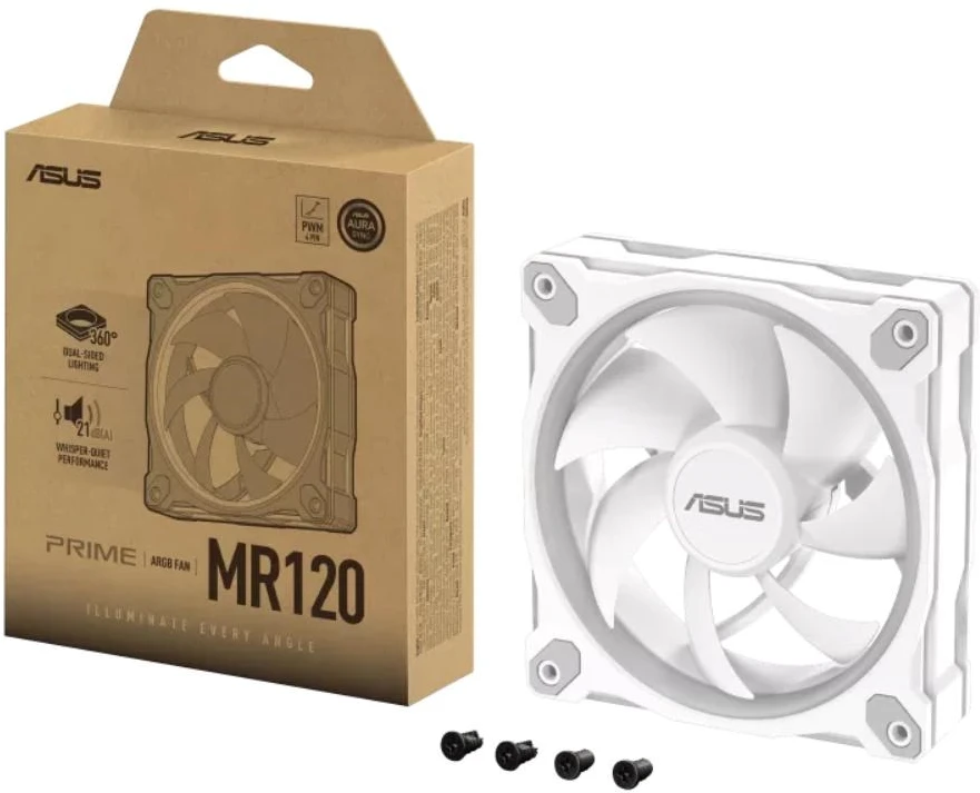 ASUS Prime MR120 Fan ARGB Baltas Kompiuterio dėklas 12 cm