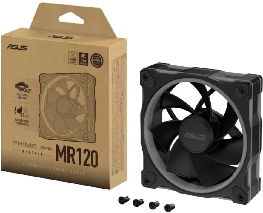 ASUS Prime MR120 ARGB fan, PWM, reverse - 120mm, juodas