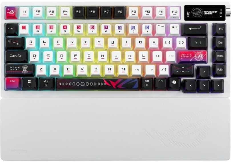 Klaviatūra žaidimams Asus ROG Azoth X Asus ROG NX V2 belaidė mechaninė su pašvietimu balta ir-juoda