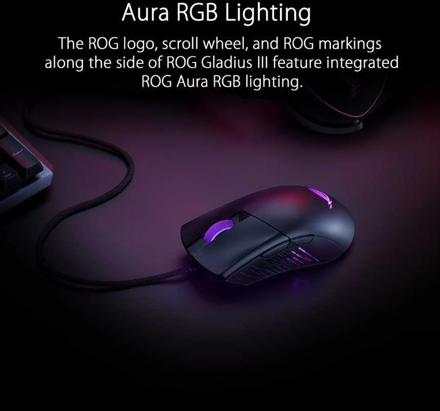 Pelė Myszka gamingowaAsus ROG Gladius III su laidu 26000 dpi optinė juoda