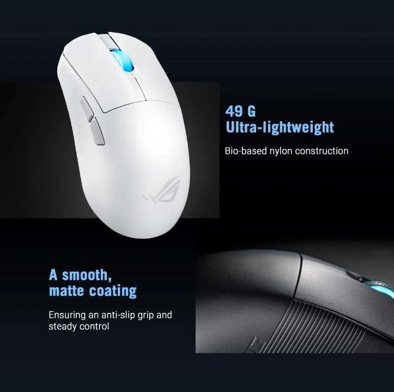Pelė Myszka žaidimams Asus ROG Harpe Ace belaidė 42000 dpi optinė balta