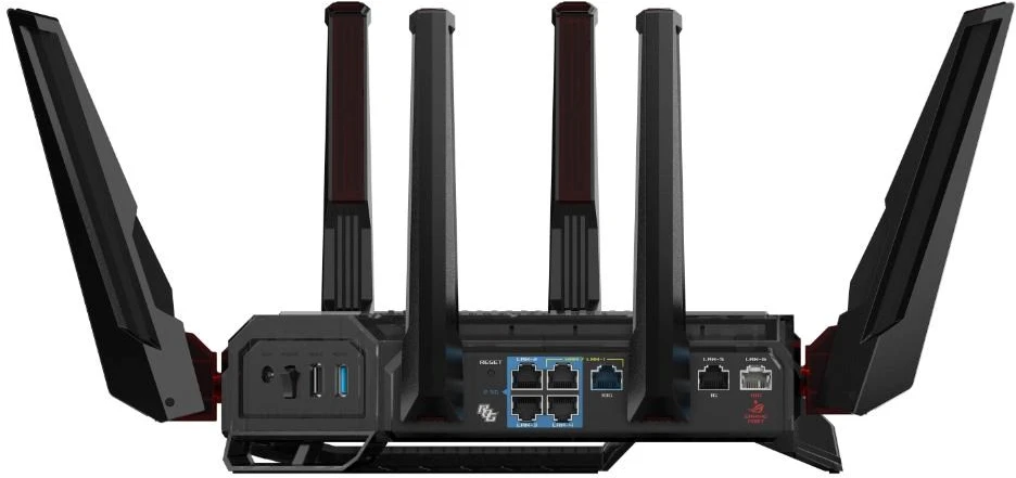 Žaidimų maršrutizatorius Asus ROG Rapture GT-BN98, Wi-Fi 8 (802.11bn), BN25000 (keturių dažnių), 2x 10G, 4x 2.5G, AiMesh, iki 25 Gbps