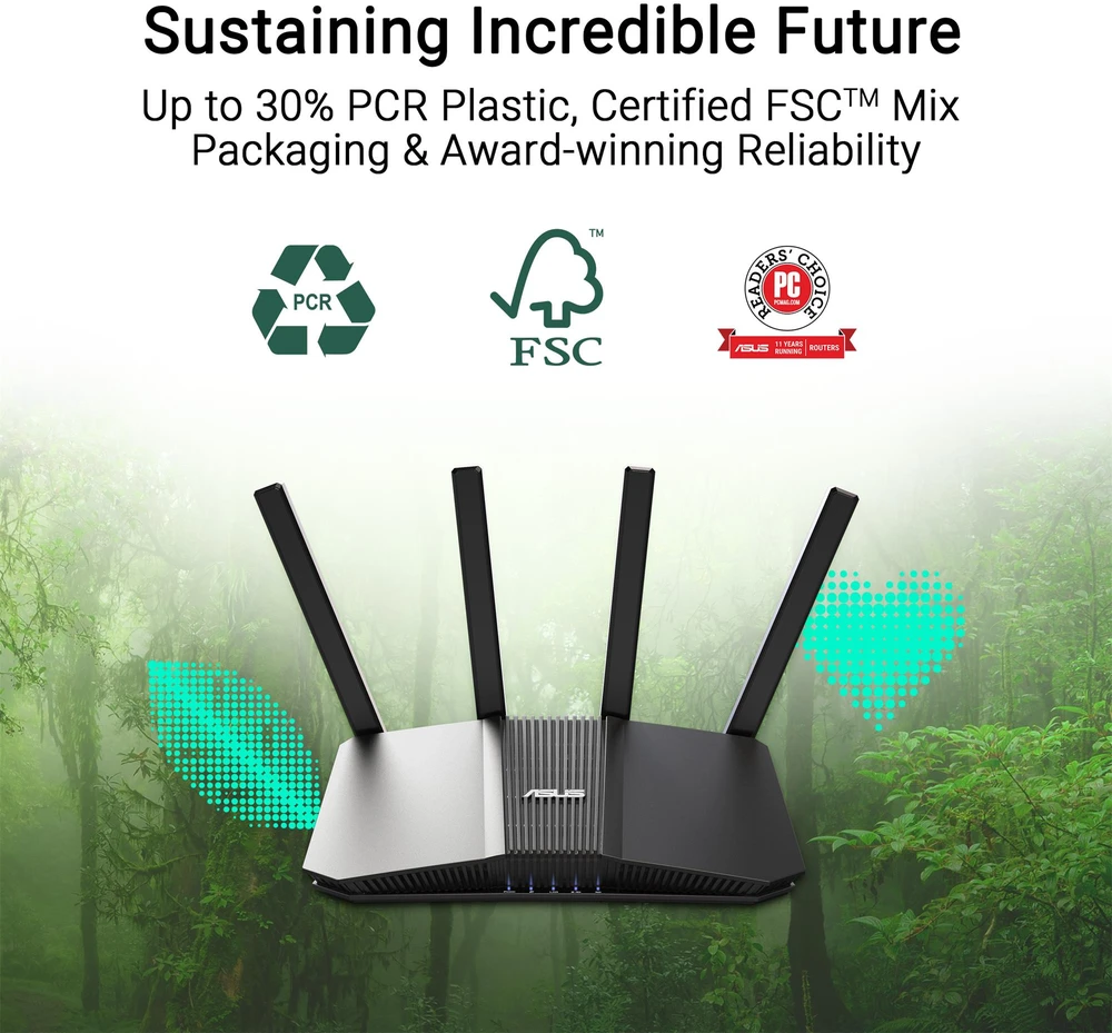 Asus | DWiFi 7 AiMesh išplečiamas maršrutizatorius | RT-BE58U | 802.11be | 10/100/1000 Mbit/s | Ethernet LAN (RJ-45) jungtys 5 | Tinklo palaikymas: Taip | MU-MiMO: Taip | 4G | Antenos tipas: Išorinė