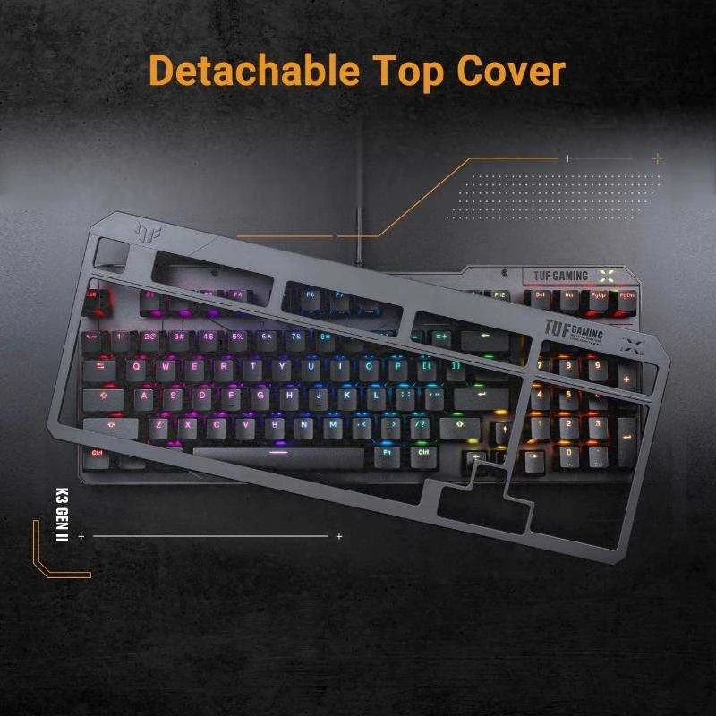 Klaviatūra Asus ASUS klaviatūra TUF Gaming K3 GEN II, mechaninė, CZ/SK, pilka