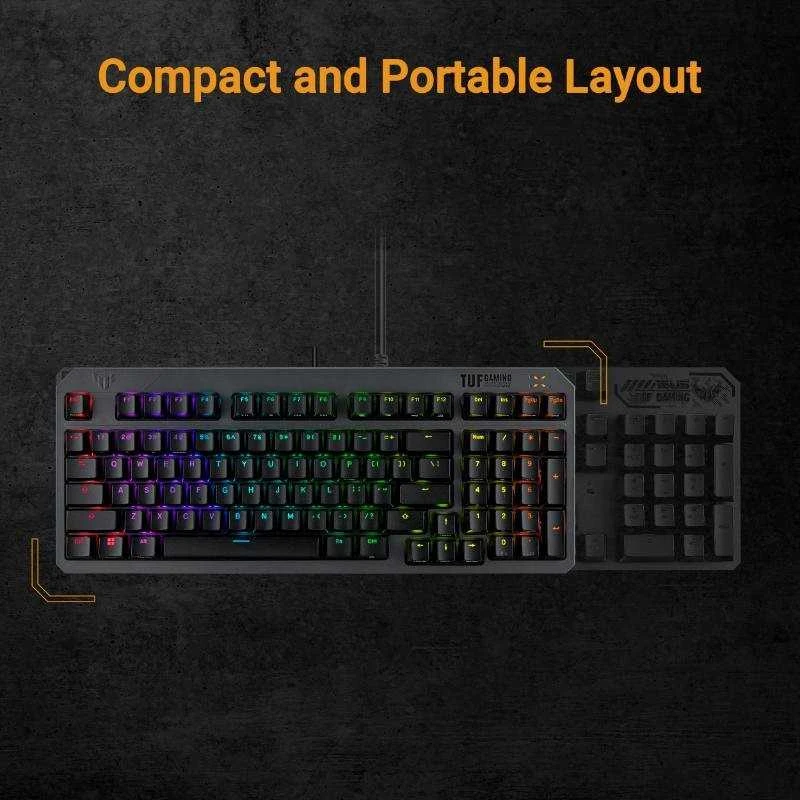 Klaviatūra Asus ASUS klaviatūra TUF Gaming K3 GEN II, mechaninė, CZ/SK, pilka