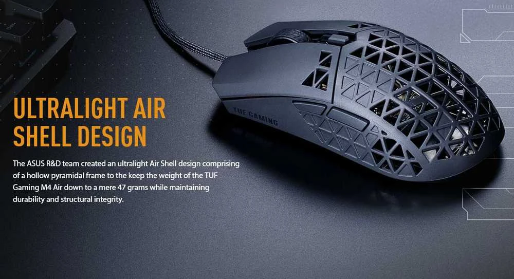 Pelė Myszka žaidimams Asus TUF Gaming M4 Air su laidu 16000 dpi optinė juoda