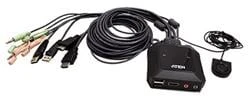 Aten | 2 prievadų USB 4K HDMI kabelis KVM jungiklis su nuotolinio prievado parinkikliu | CS22H-AT