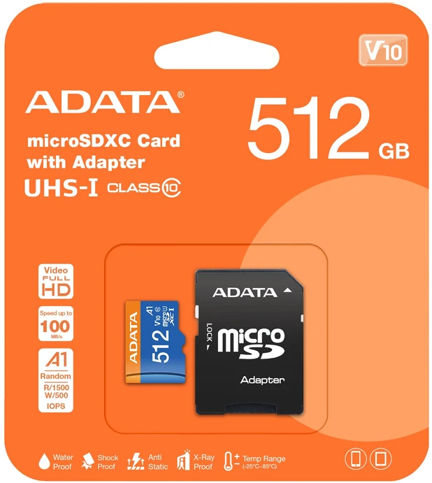 MEMORY Micro SDXC 512GB atminties kortelė su adapteriu ADATA