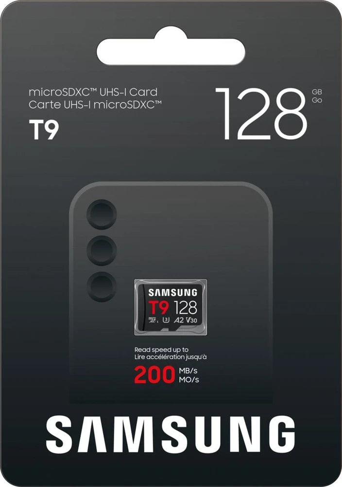 „Samsung T9“ | „MicroSD“ kortelė | 128 GB | „Micro SDXC“ | „Flash“ atminties kortelė U3, V30, A2