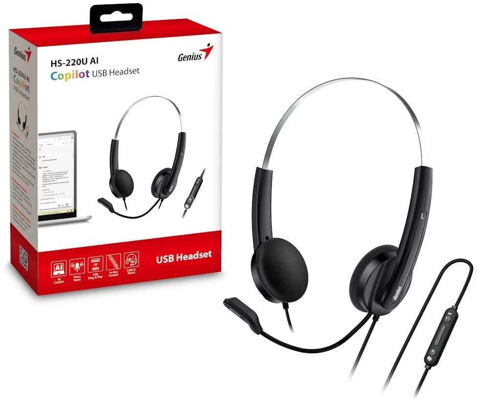 Genius HS-220U ausinės su mikrofonu ir pakuote