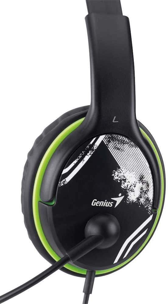 Genius HS-400A ausinės su mikrofonu + single Jack adapteris, laidinis, juoda, 2 3,5 mm lizdas + redukce na 1 3,5 mm lizdas