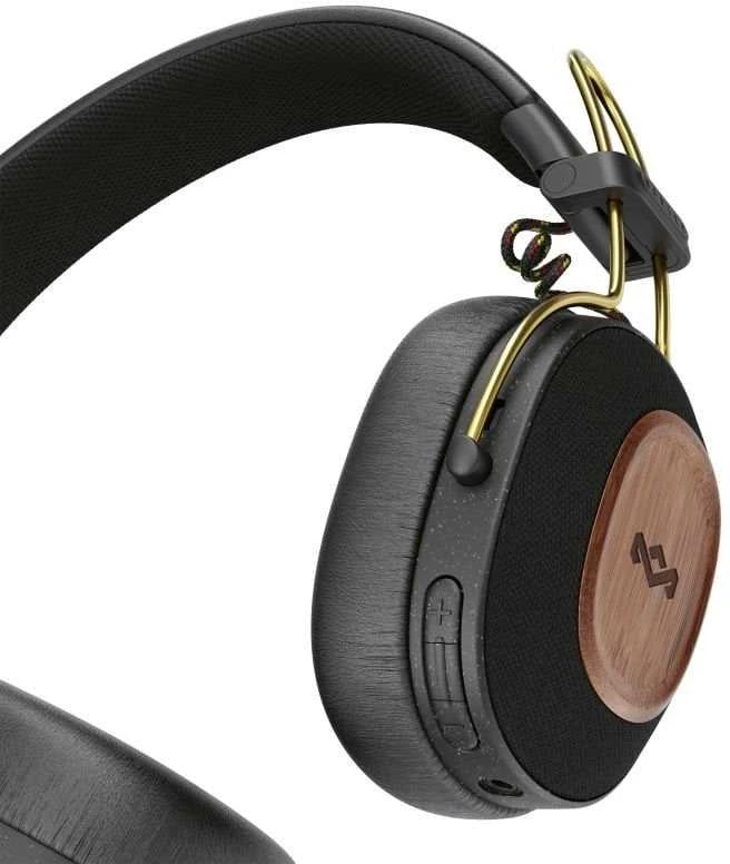 House of Marley ausinės su medžio apdaila ir garso valdymu