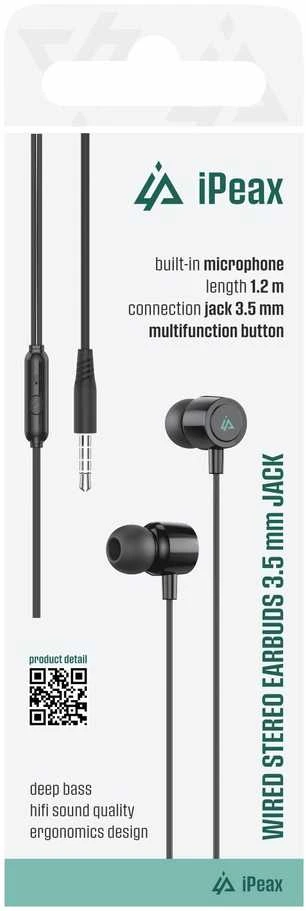 iPEAX Ausinės su laidu with 3.5 mm Jack, Juodas