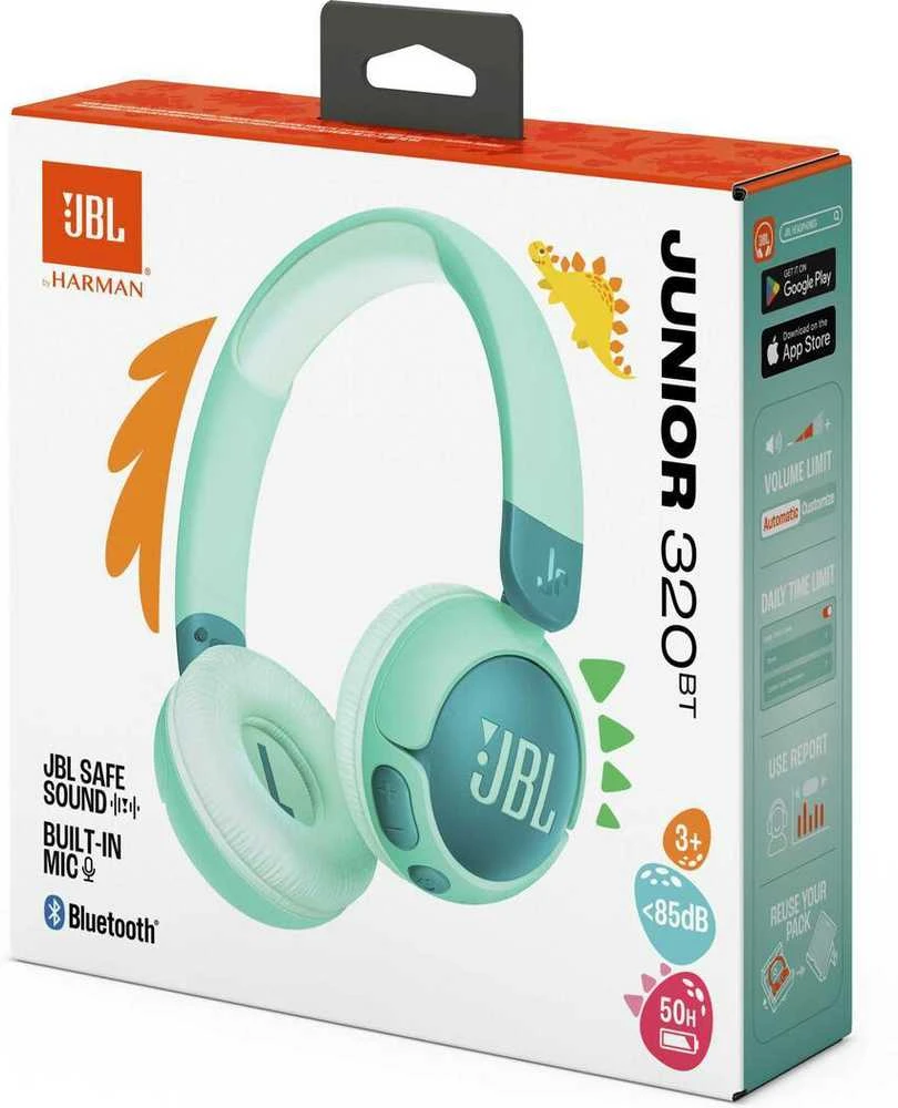 Belaidės ausinės vaikams JBL Junior 320BT, Žalsvos spalvos