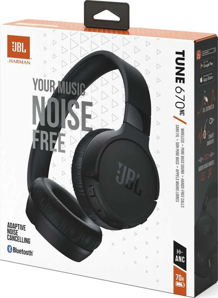 JBL Tune 670 NC belaidės ausinės, Juodos spalvos