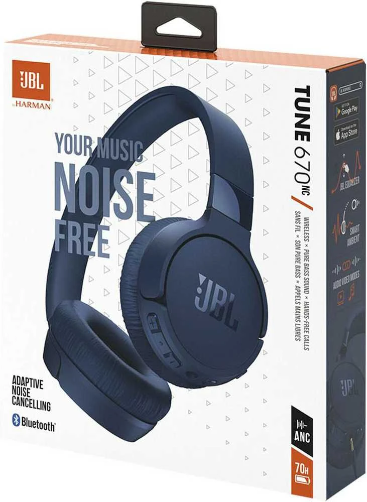 JBL Tune 670 NC belaidės ausinės, Mėlynos spalvos